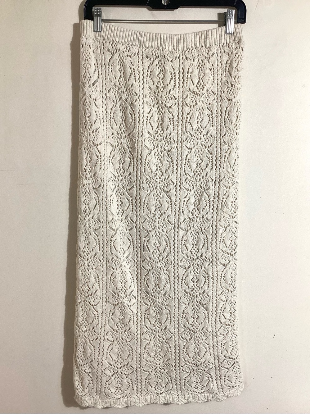 Freshman 1996 Crochet Open Knit Ivory Midi Skirt M - Picture 3 of 11